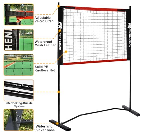 Hoverphenix Multi Size Pickleball Net Set with Paddles - 4FT & 10FT Adjustable Dink Rebounder