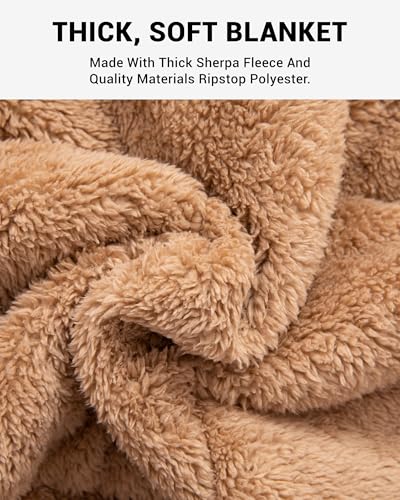 KingCamp Sherpa Cyan Camping Blanket 79x57 Inch Large, Waterproof & Wearable
