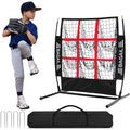 Baseball & Softball Pitching Net with 9 Pockets - Black+Red Training Target