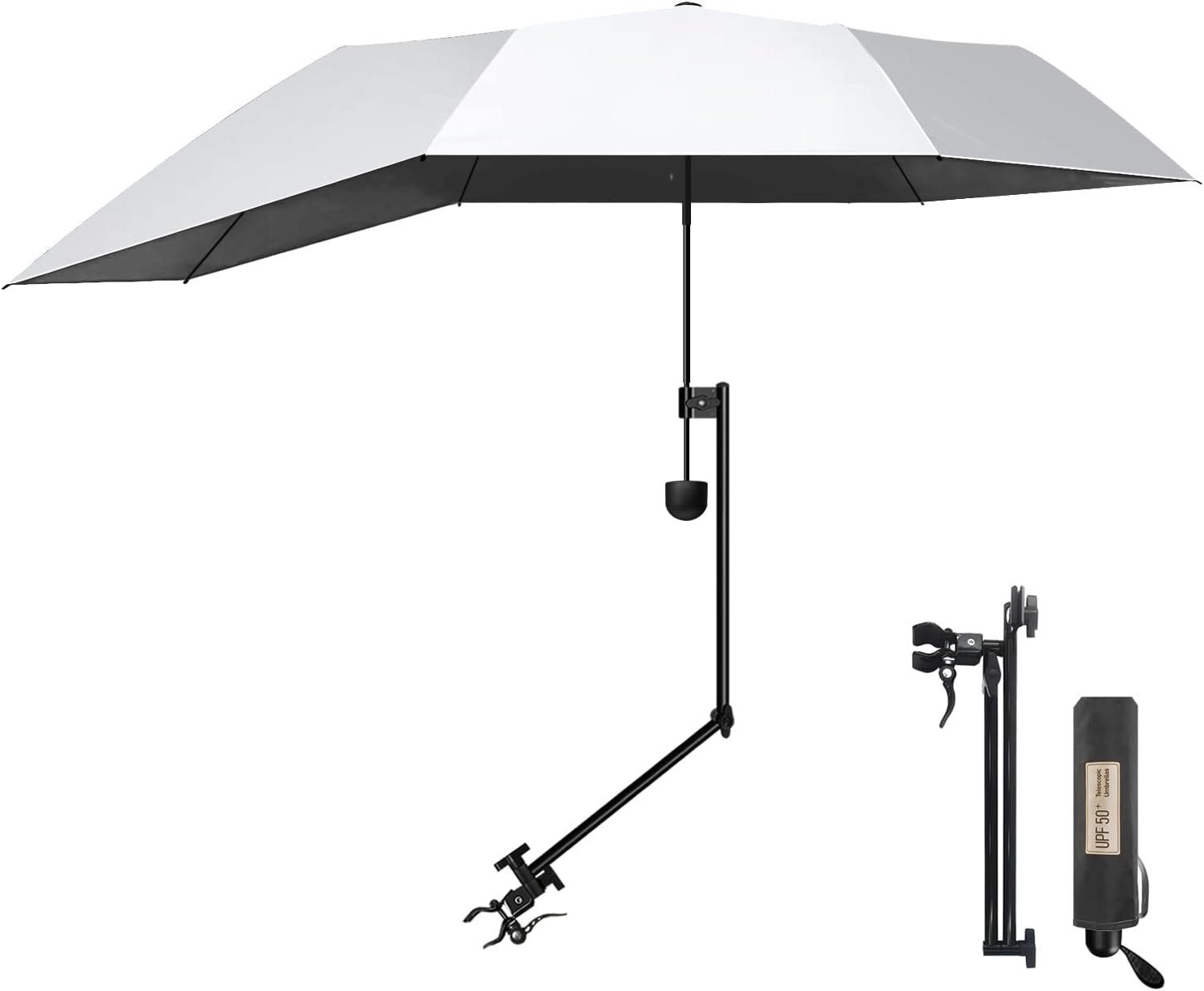 UPF 50+ Chair Umbrella by [Brand Name] - Portable Sun Shade with Secure Clamp & 360° Swivel for Ultimate Protection