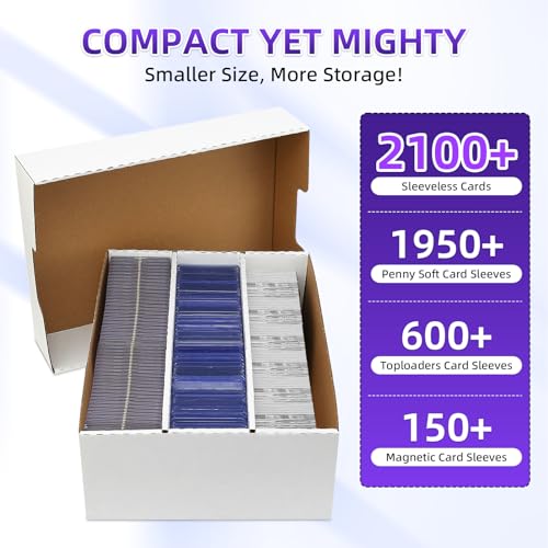 2 Pack Trading Card Storage Box 4200 Capacity with Dividers & Sleeves for MTG, TCG, Sports Cards