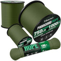 Triberion 750 lb Paracord Rope 1000ft Heavy Duty Survival Cord 4mm Army Green