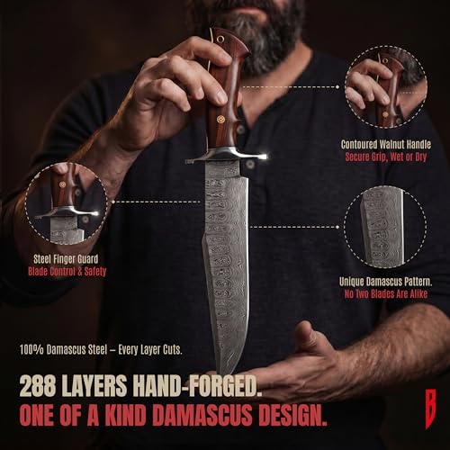 Raptor Damascus Bowie Steel Fixed Knife Handmade 13-Inch Outdoor Bushcraft