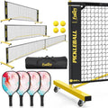 Fostoy Pickleball Set with 3 Nets and 4 Paddles - Yellow Variation