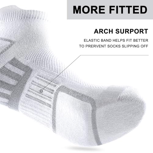Mens Ankle Socks 12 Pairs Athletic Casual Low Cut Short Socks - White 6-11