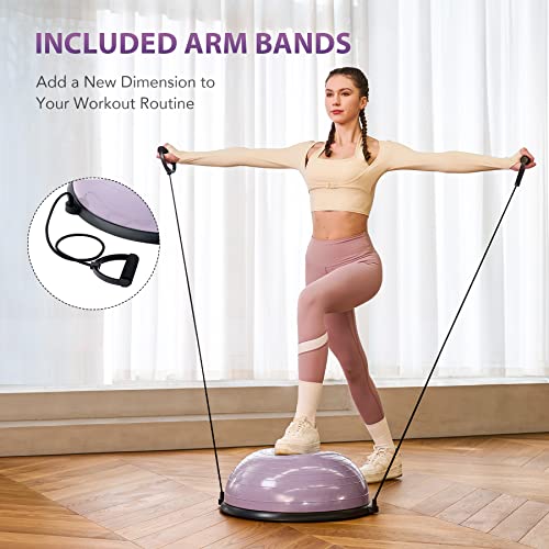 ZELUS Lilac 23in Balance Ball with 55cm Yoga Ball, Resistance Bands & Foot Pump