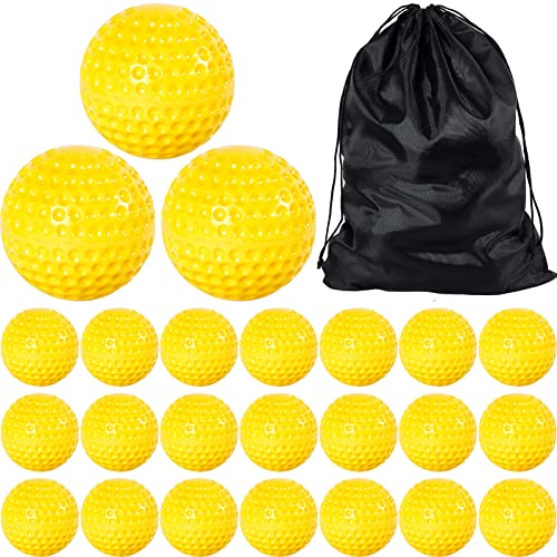 Deekin 24 Softballs for Pitching Machines, 12 Inch Yellow Dimpled Practice Balls