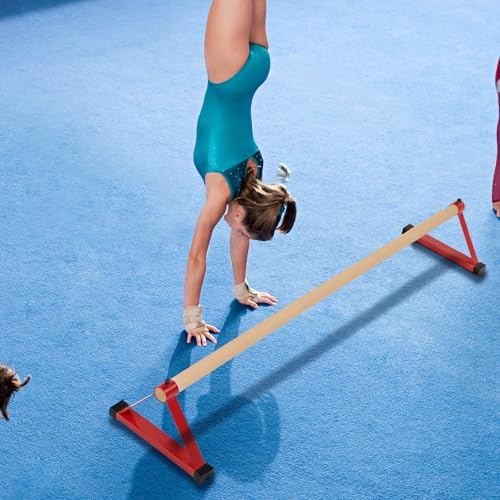 Red 54-Inch Gymnastics Floor Bar with Handstand Trainer for Home & Training
