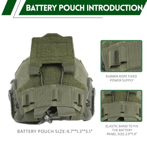 Green Adjustable Tactical Helmet with Counterweight Pouch & Cover for Airsoft and Cosplay