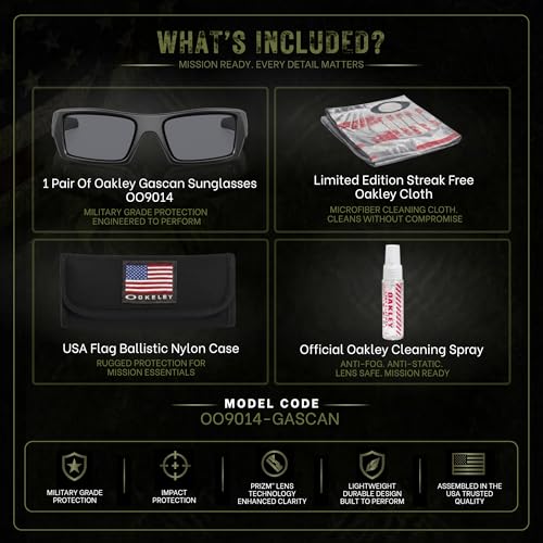 Oakley SI GASCAN USA FLAG Sunglasses Matte Black Frame Grey Lens One Size