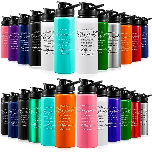 Multicolor 20 oz Aluminum Water Bottles Bulk Set - Thank You Gift, Reusable