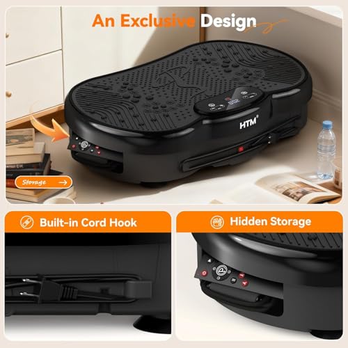 HTM Vibration Plate Exercise Machine Black Medium – 9 Modes, 120 Speeds, Remote