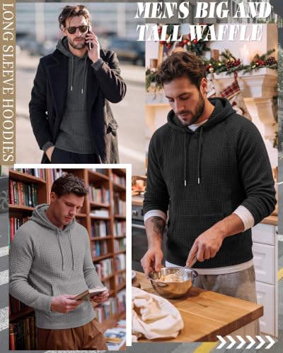 Men's Big and Tall Hoodies Pack Waffle Sweatshirts Casual Warm Pullover