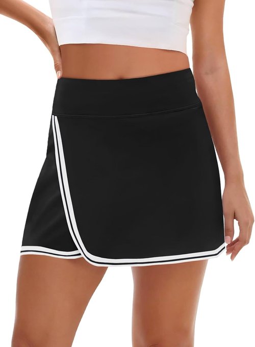 Fisoew Women's Golf Skorts - Quick Dry Athletic Tennis & Running Skirts with Pockets | Striped Design