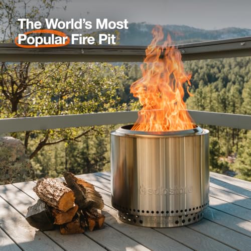 Solo Stove Bonfire Essential Bundle - 19.5-Inch Smokeless Fire Pit with Stand and Lid - Silver