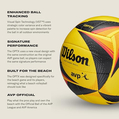 Wilson AVP OPTX Official Game Beach Volleyball - Signature Performance, Yellow/Black - Variation of THIS listing