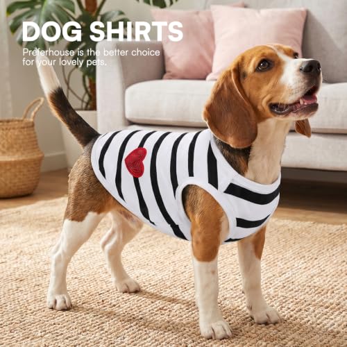 Preferhouse White Vest Dog T-Shirt for Medium Dogs - Striped Bichon Tee