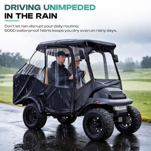 Golf Cart Enclosure for Club Car Precedent - Waterproof 4 Passenger Cover with Zippered Doors & Clear Windows