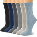 Justay Crew Socks for Women, Knit Cotton Dress Socks - One Size Navy Blue Grey Khaki Black