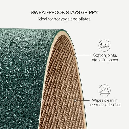 Dark Green Premium Yoga Mat 4mm Non-Slip PU & Natural Rubber for Yoga & Pilates