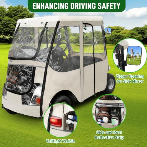 Golf Cart Rain Enclosure for EZGO 2-Seaters with Clear Windows - Heavy Duty Waterproof Cover