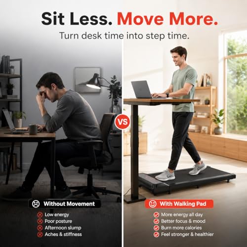 Walking Pad Treadmill with 8% Incline, 2.5HP Quiet Portable Under Desk Exercise Machine
