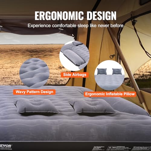 6-6.5 ft Full Size Truck Bed Air Mattress with Pump & Pillows for Camping