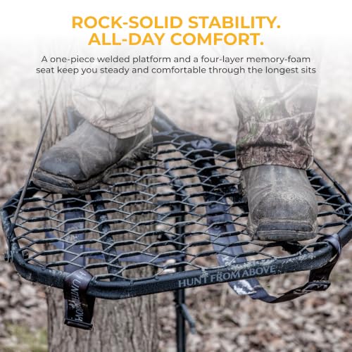 Hawk Hang-On Deer Hunting Tree Stand with XL Saddle Platform and Silent Design - Saddle Platform Variation
