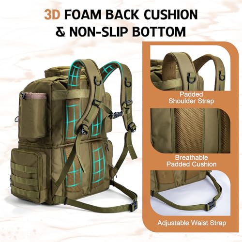 Fishing Backpack with Cooler and Tackle Boxes – 53L Rod Holder & Waterproof Storage