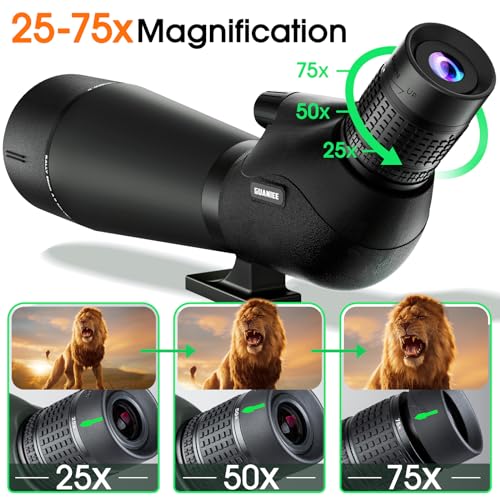 GUANIEE 25-75x80 Spotting Scope with Tripod & Phone Adapter - Camo