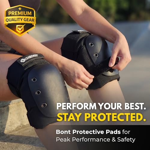 Bont PRO Knee Pads Large for Roller Derby & Skating - Black Protective Gear