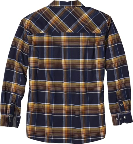 Men's Performance Stretch Flannel Shirt - Medium, Grinnell Plaid, Moisture Wicking & Quick Dry