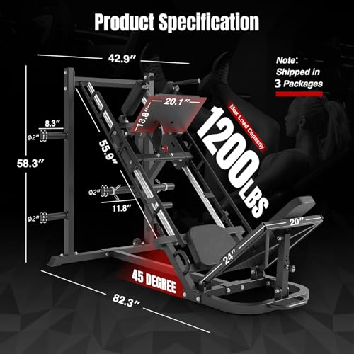 Dripex Adjustable Leg Press Hack Squat Machine for Full Lower Body Workout - Jet Black