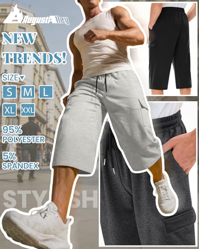 August Alley Men's Cargo Shorts 5-Pack – Black, Gray, White Heather, Large