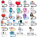 Coneatness Nurse Straw Covers Cap 50 Pcs for Stanley Cup 30&40 Oz, Tumbler, Water Bottle Silicone Straw Toppers Fit 10mm Reusable Straws, Cute Nurse Gifts