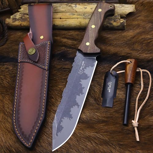 Fixed Blade Hunting Knife with Steel Sheath - 36cm Full Tang Outdoor Survival Knife