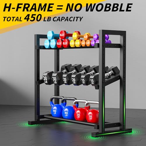 3-Tier Adjustable Dumbbell Rack for Home Gym Storage - Heavy Duty Steel