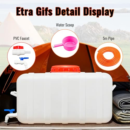 Portable Water Storage Tank 80L/21 Gallon Rectangular Outdoor Water Container - Translucent White