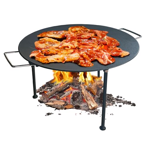 18-Inch Cast Iron Campfire Grill Pan with Carrier Bag - Outdoor & Indoor Use