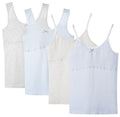Amuhou Teen Girls Camisole, Original Cotton Lining Undershirts Training Bras (10-12 Years, White,Gray,White,Gray)