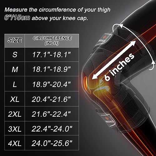 NEENCA Large Black Hinged Knee Brace for Pain Relief & Support