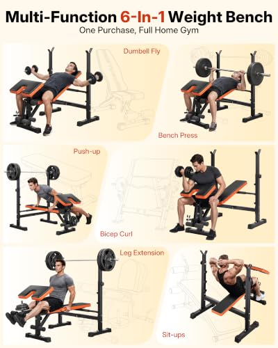 YOLEO All-in-One Weight Bench Set - Starter Edition, Adjustable Home Gym, 880-1980LBS