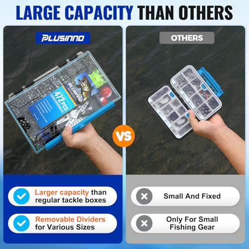 472PCS Fishing Accessories Kit Waterproof Tackle Box with Tackle - Fishing Gifts for Men - Hooks, Weights, Pliers, Fishing Gear