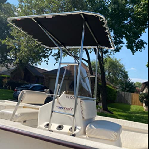 TeBaisea 82" x 58" Waterproof Canvas Boat Shade Cover - Black T-Top Replacement