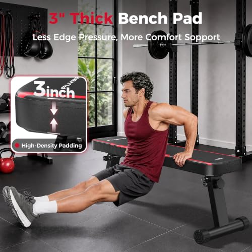 Flybird Foldable Flat Weight Bench with 1000 lbs Capacity for Home Gym