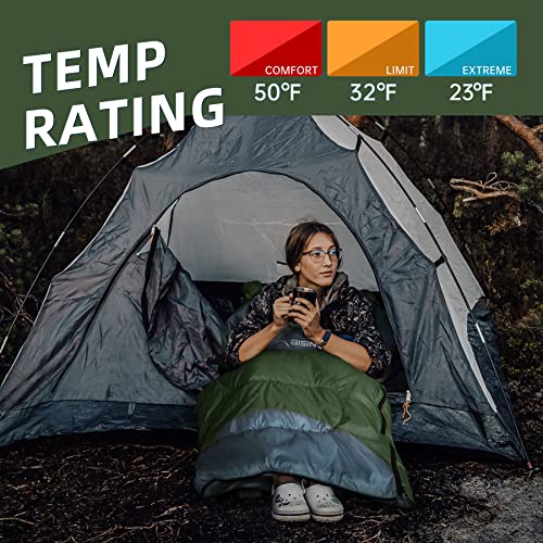 Winter Sleeping Bag for Adults with Pillow - 0°C, Green, 2.3kg Zipper