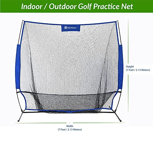 OZO Fitness 7x7 ft Golf Practice Net with Carry Bag - Indoor/Outdoor Heavy Duty Mesh for Swing and Chipping