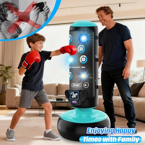 Kids Boxing Punching Bag with Music and Lights 66 Inch Inflatable Toy Set