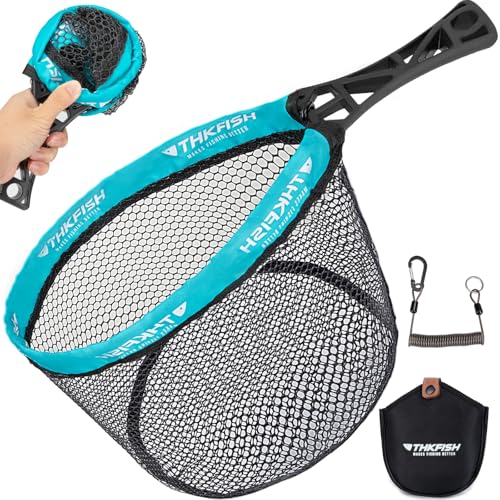 Foldable Fly Fishing Landing Net - Blue, Lightweight Portable Trout Net