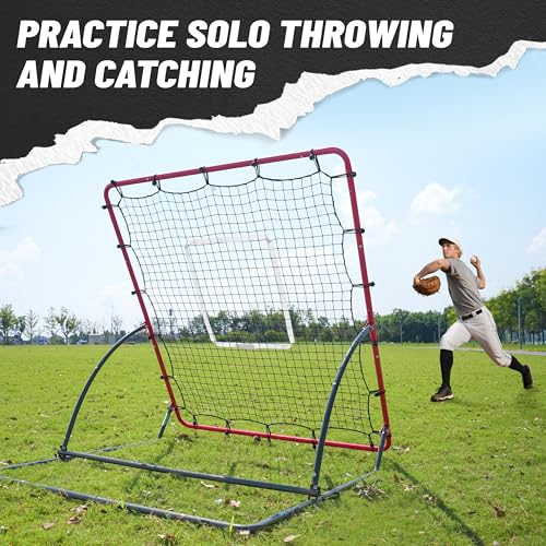 Red Heavy Duty Baseball Rebounder Net Pitchback 4x4.5 FT - Weather-Resistant Training Aid